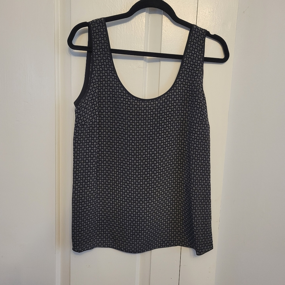 MASSIMO DUTTI mulberry silk slip tank top black print size 10 EUC